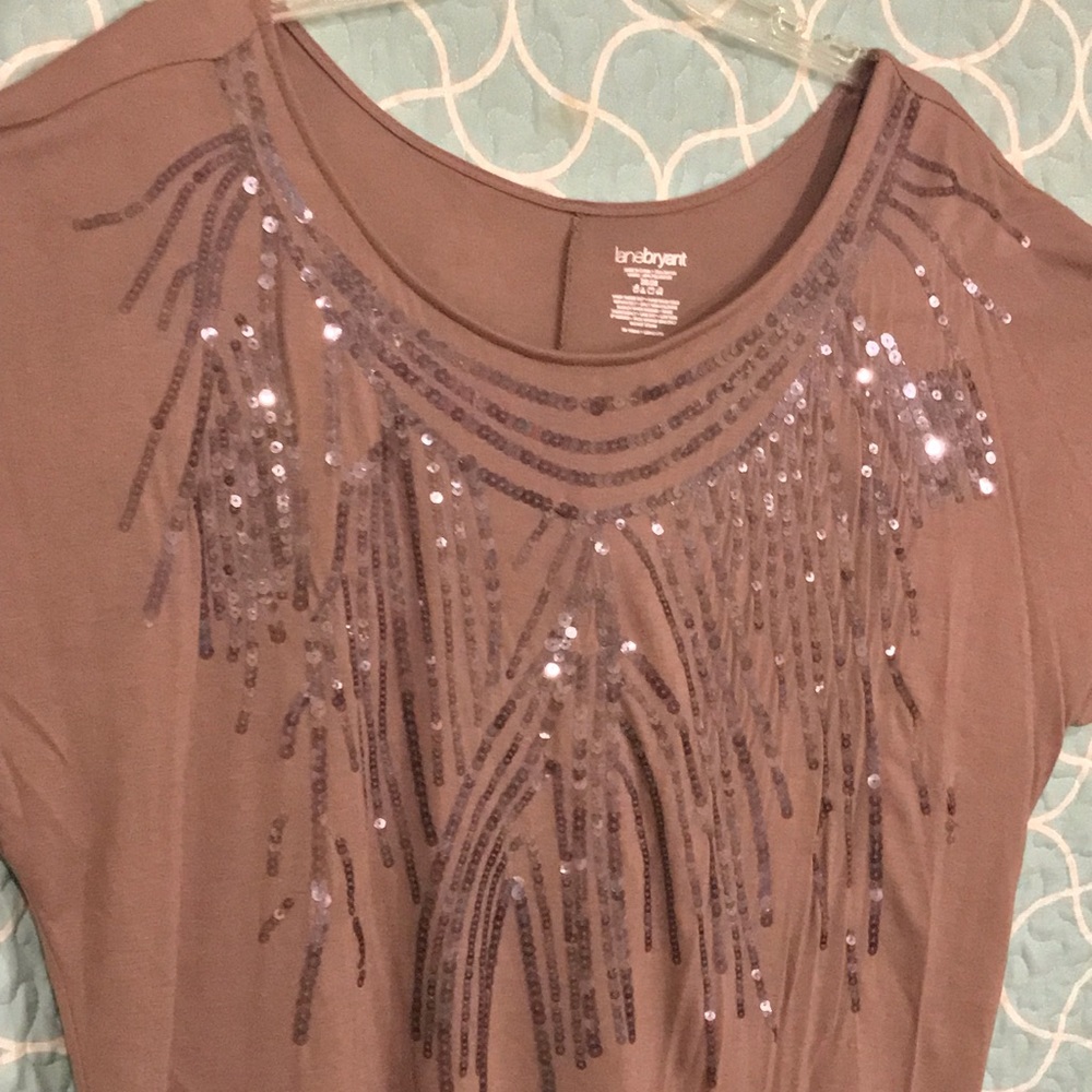 Lane Bryant Tan Embellished Blouse